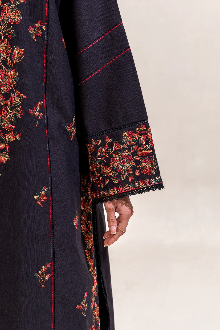 2 PIECE EMBROIDERED KHADDAR SUIT-EBONY CHARM (UNSTITCHED) - Image 5