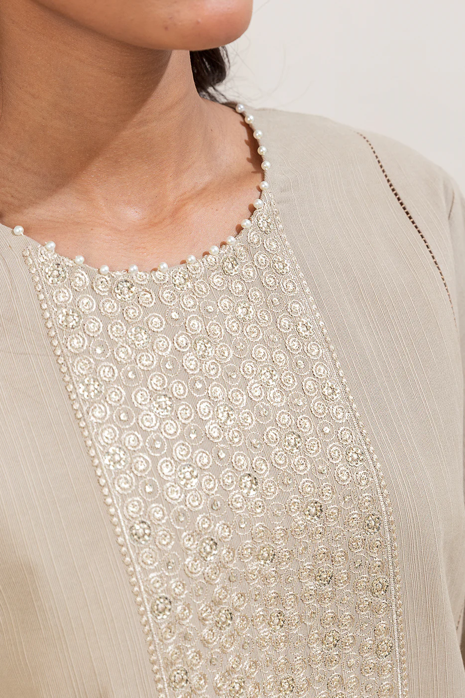 3 PIECE EMBROIDERED KHADDAR SUIT-SANDY BLUE (UNSTITCHED) - Image 5
