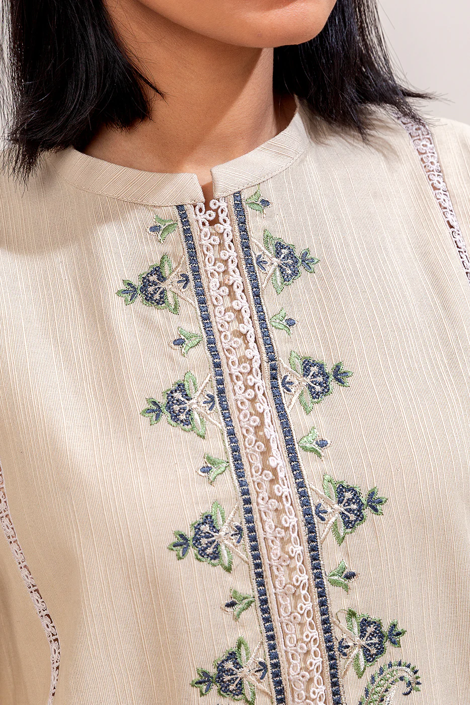 3 PIECE EMBROIDERED KHADDAR SUIT-MUTED TEAK (UNSTITCHED) - Image 5