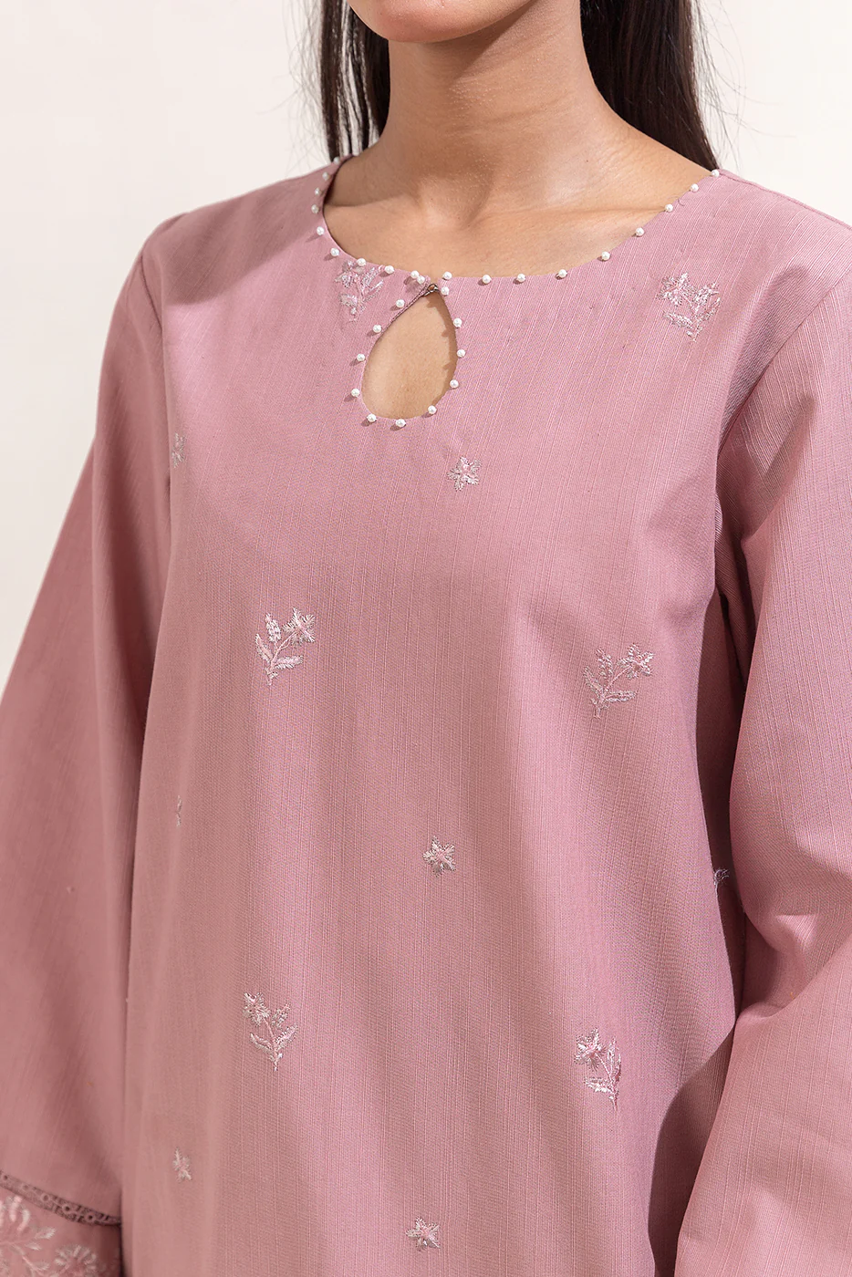 3 PIECE EMBROIDERED KHADDAR SUIT-SPRING FEST (UNSTITCHED) - Image 5