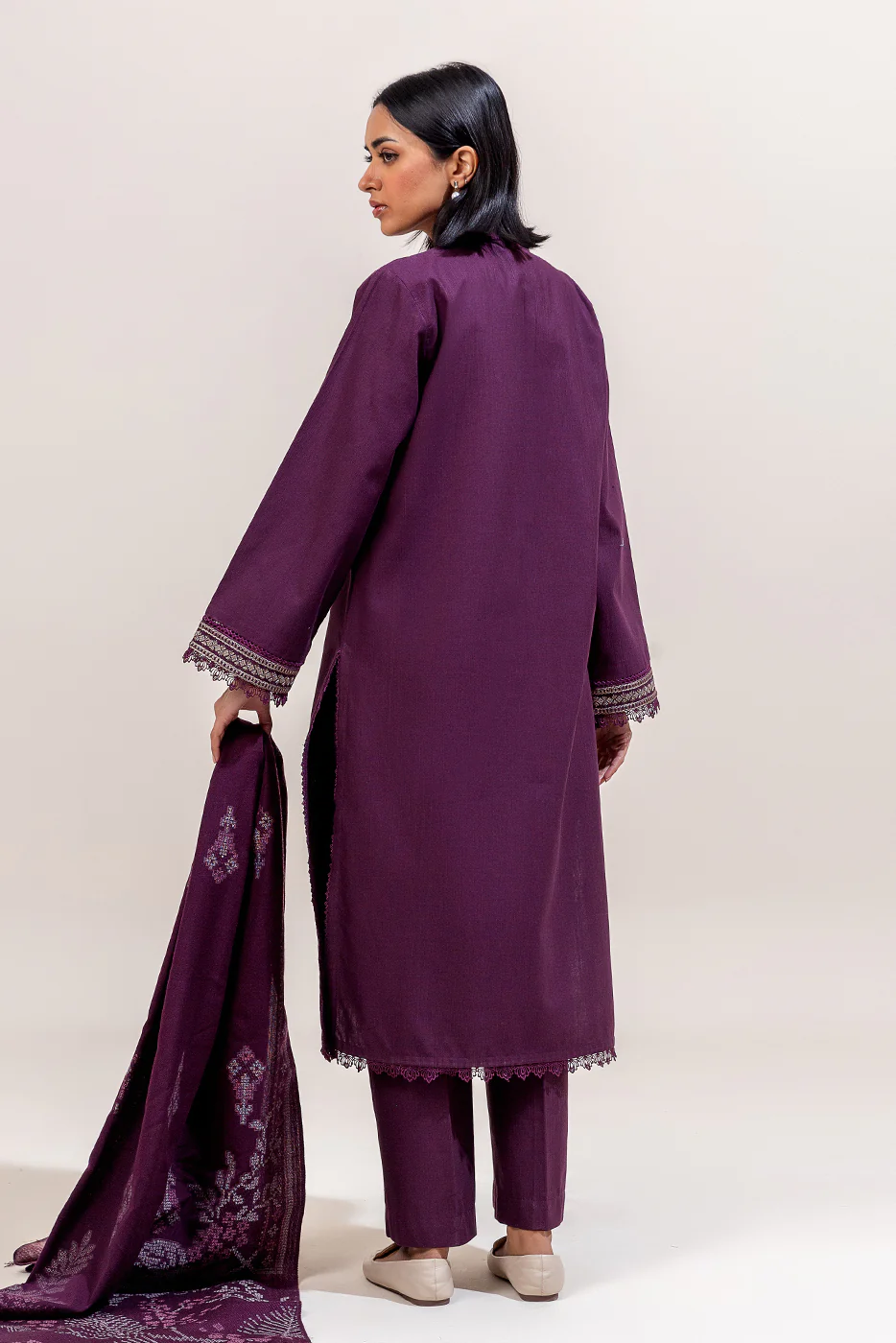 3 PIECE EMBROIDERED KHADDAR SUIT-CROSS STITCH GRACE (UNSTITCHED) - Image 3