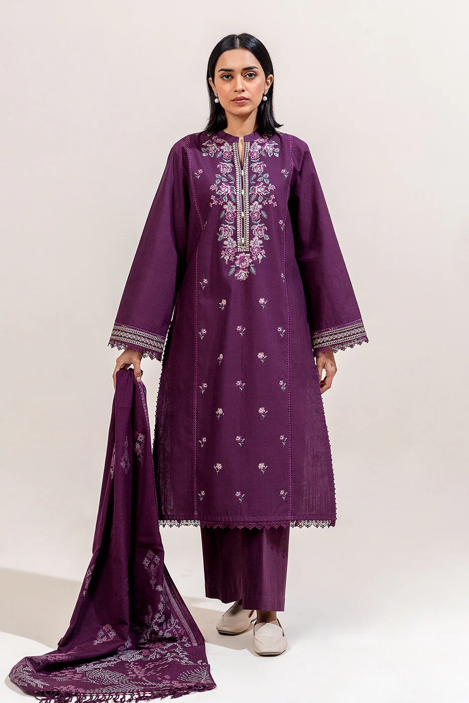 3 PIECE EMBROIDERED KHADDAR SUIT-CROSS STITCH GRACE (UNSTITCHED) - Image 6