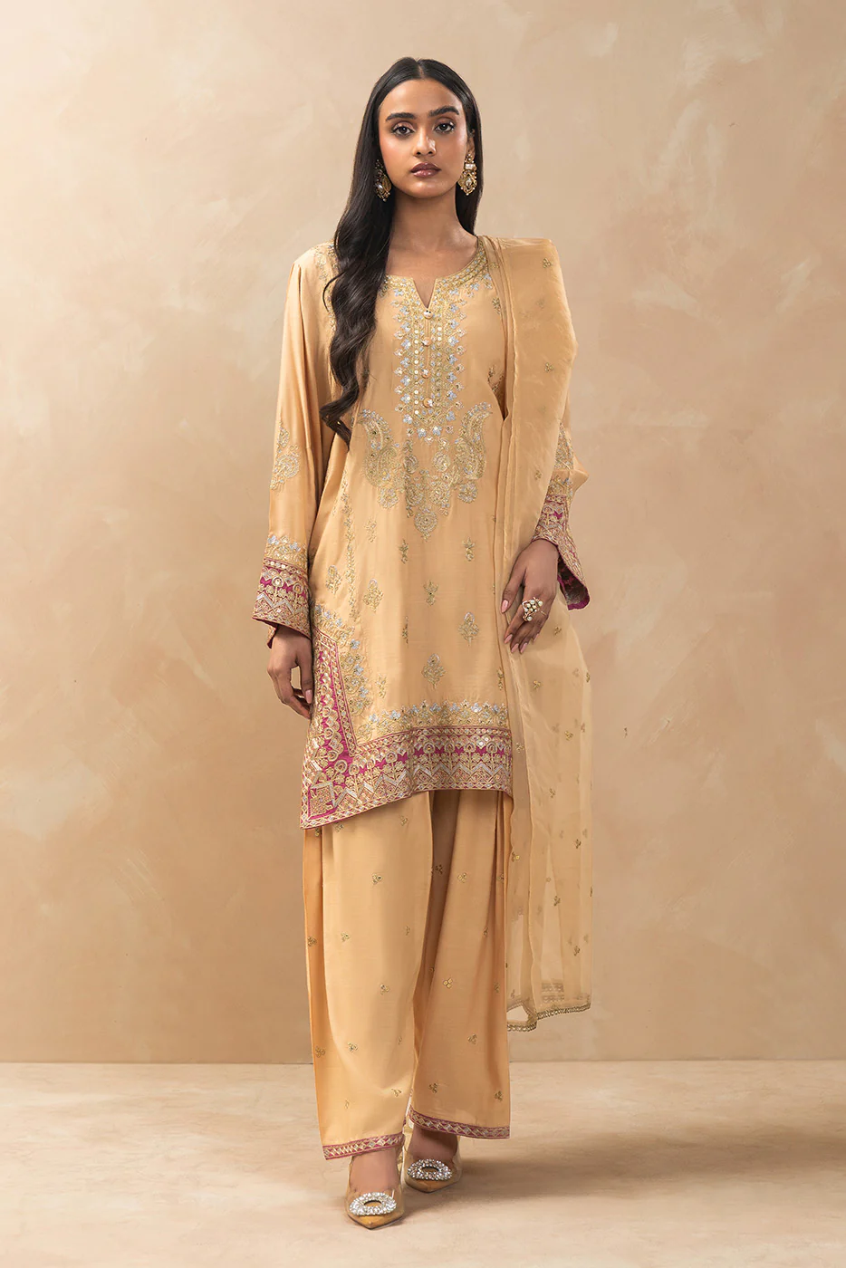 3 PIECE EMBROIDERED RAW SILK SUIT (LUXURY-PRET) - Image 2
