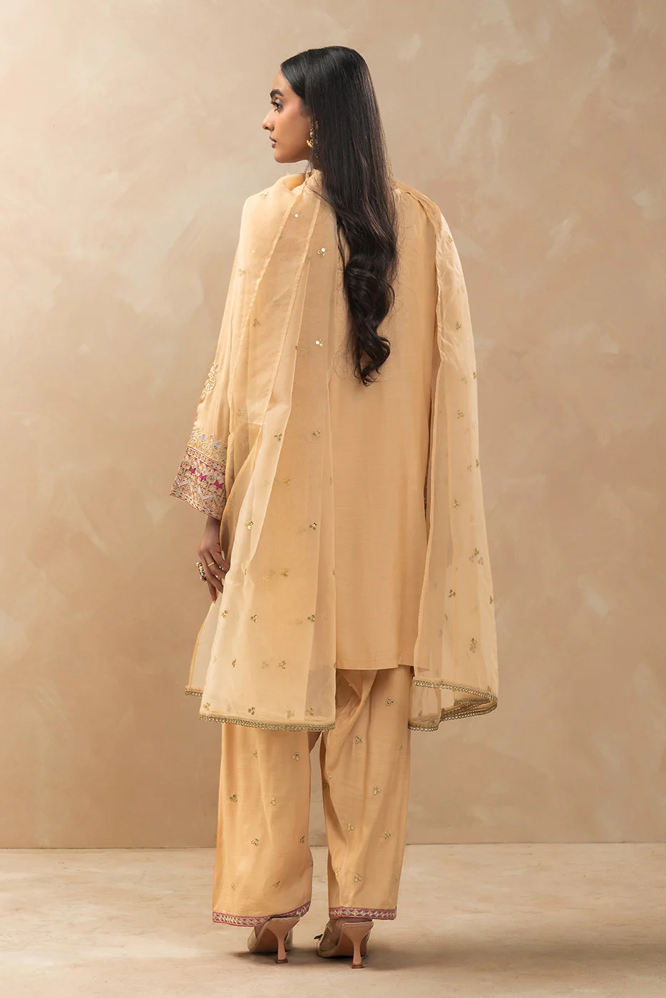 3 PIECE EMBROIDERED RAW SILK SUIT (LUXURY-PRET) - Image 3
