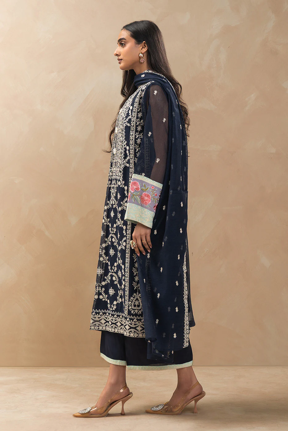 3 PIECE EMBROIDERED COTTON NET SUIT (LUXURY-PRET) - Image 4