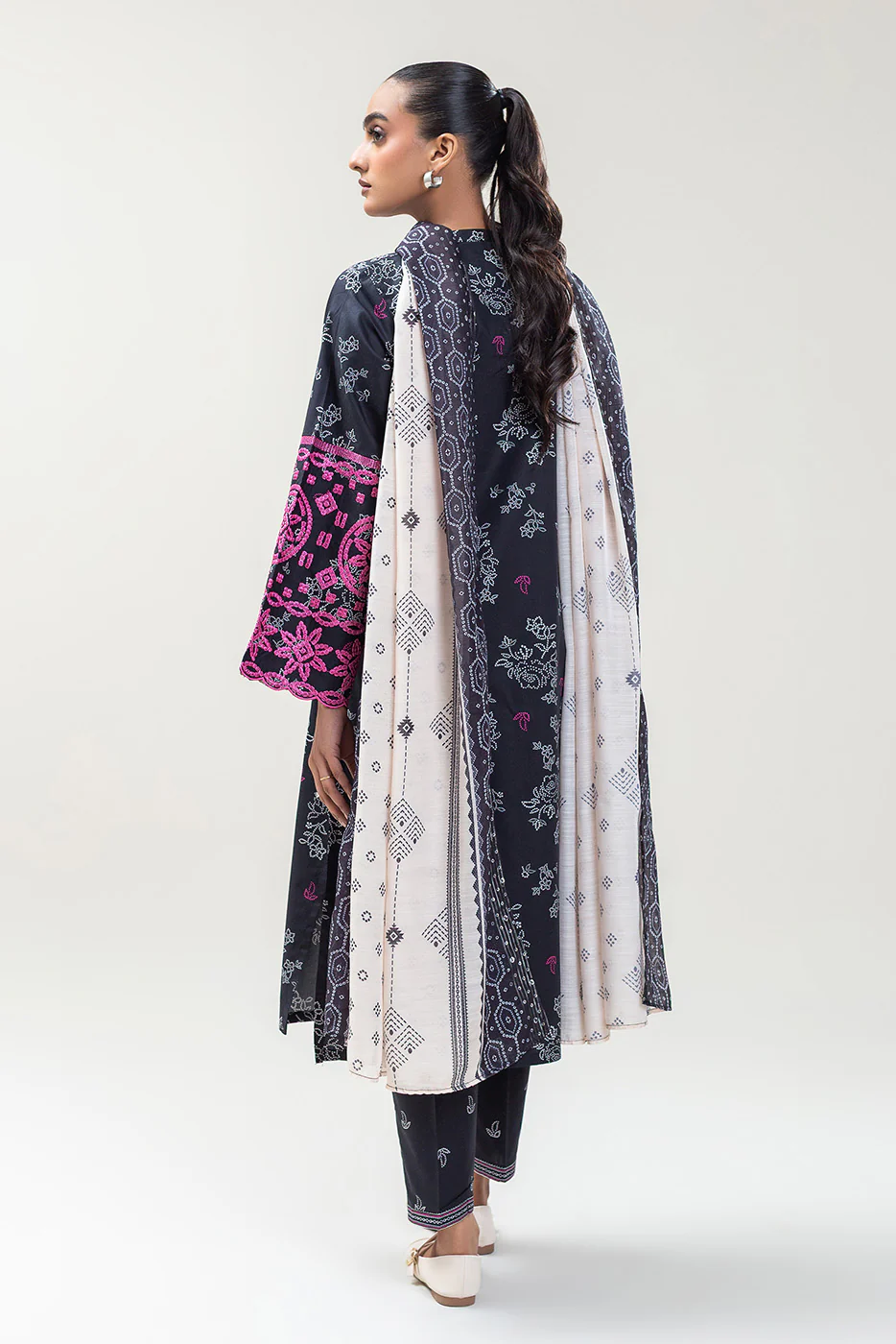 2 PIECE EMBROIDERED COTTON VISCOSE SHIRT (PRET) - Image 5