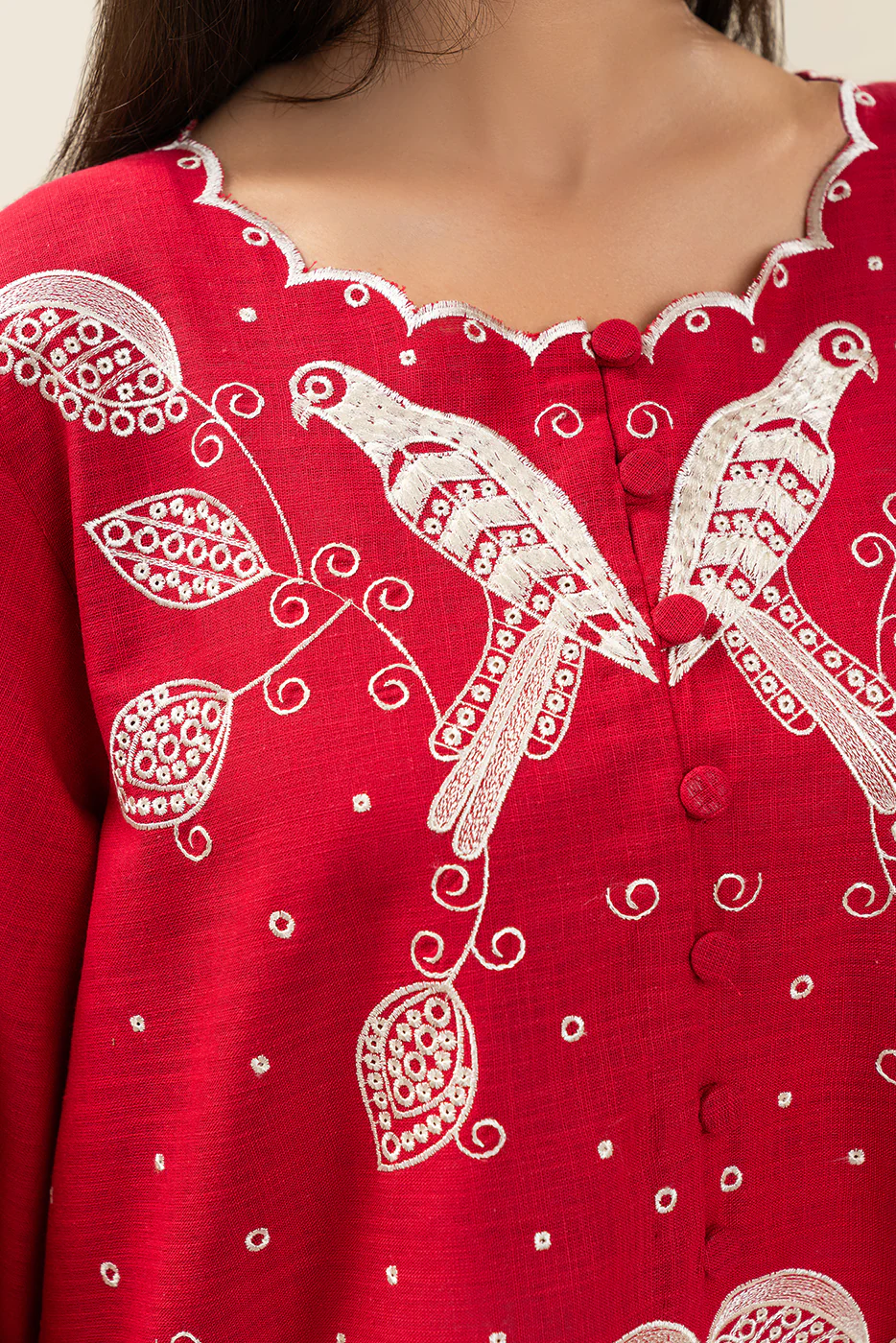 EMBROIDERED TWO WAY SLUB TOP (FLOW) - Image 5