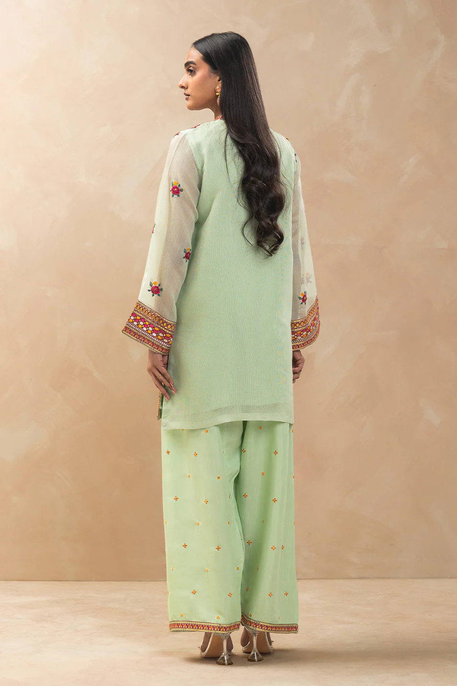 2 PIECE EMBROIDERED COTTON NET SUIT (LUXURY-PRET) - Image 3