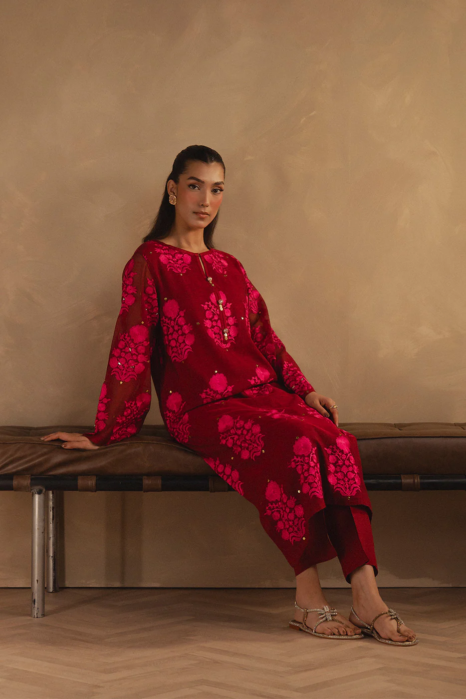 EMBROIDERED COTTON NET SHIRT (LUXURY PRET) - Image 3
