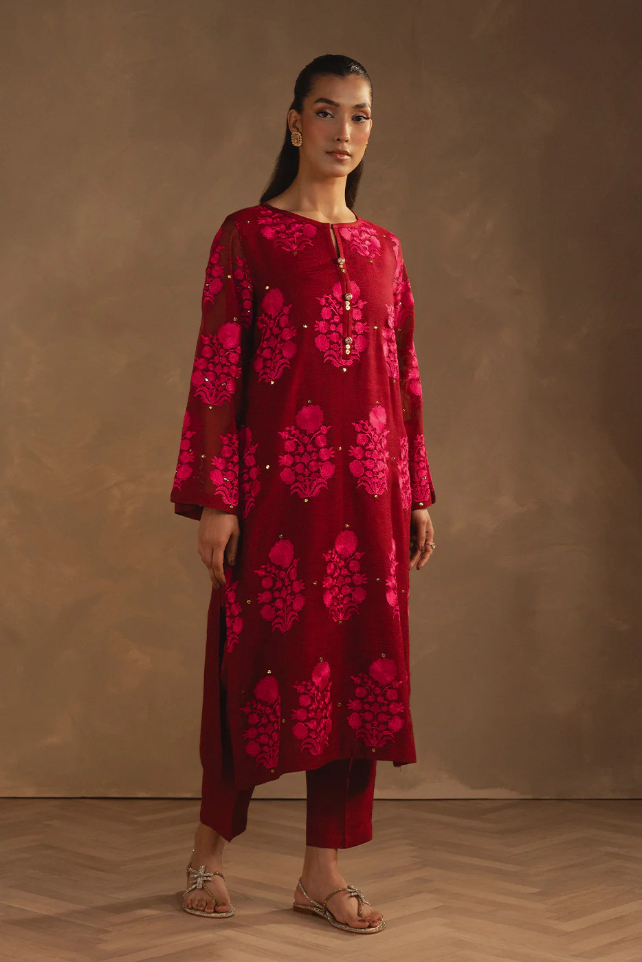 EMBROIDERED COTTON NET SHIRT (LUXURY PRET) - Image 5