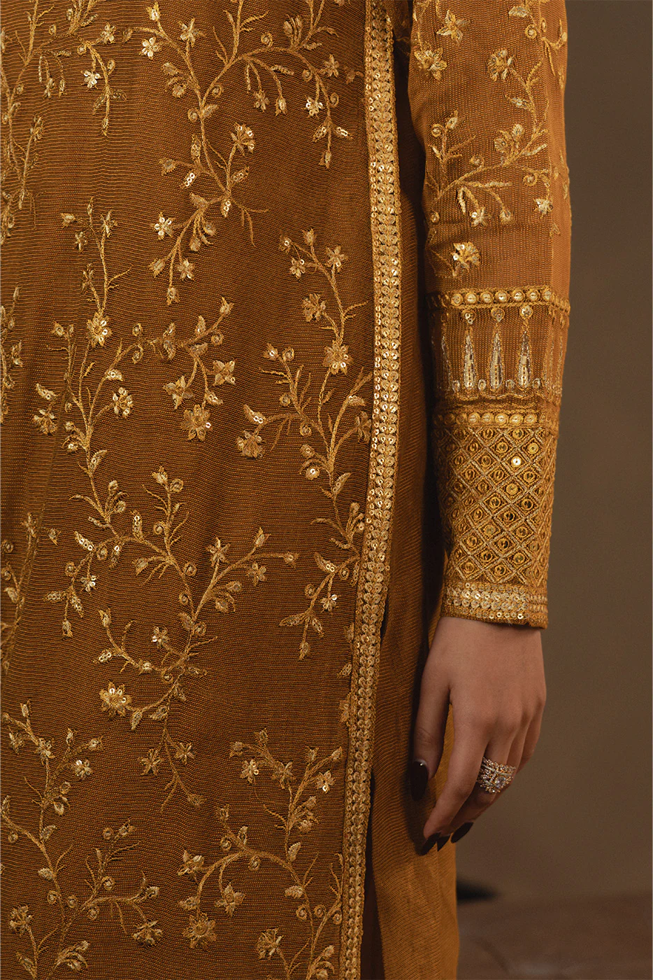 3 PIECE EMBROIDERED COTTON NET SUIT (LUXURY PRET) - Image 3