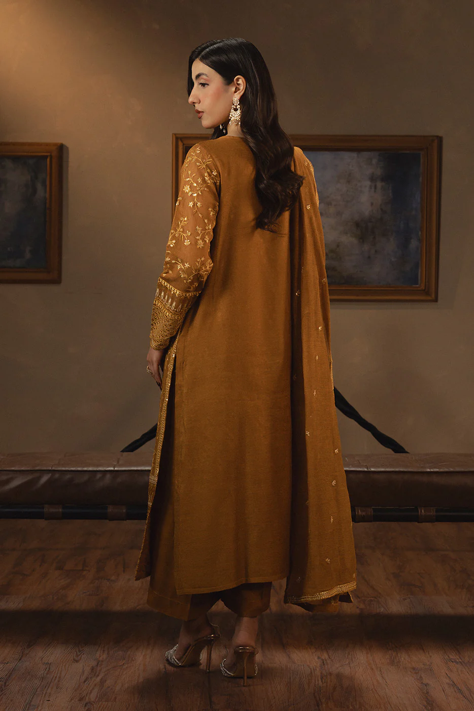3 PIECE EMBROIDERED COTTON NET SUIT (LUXURY PRET) - Image 6