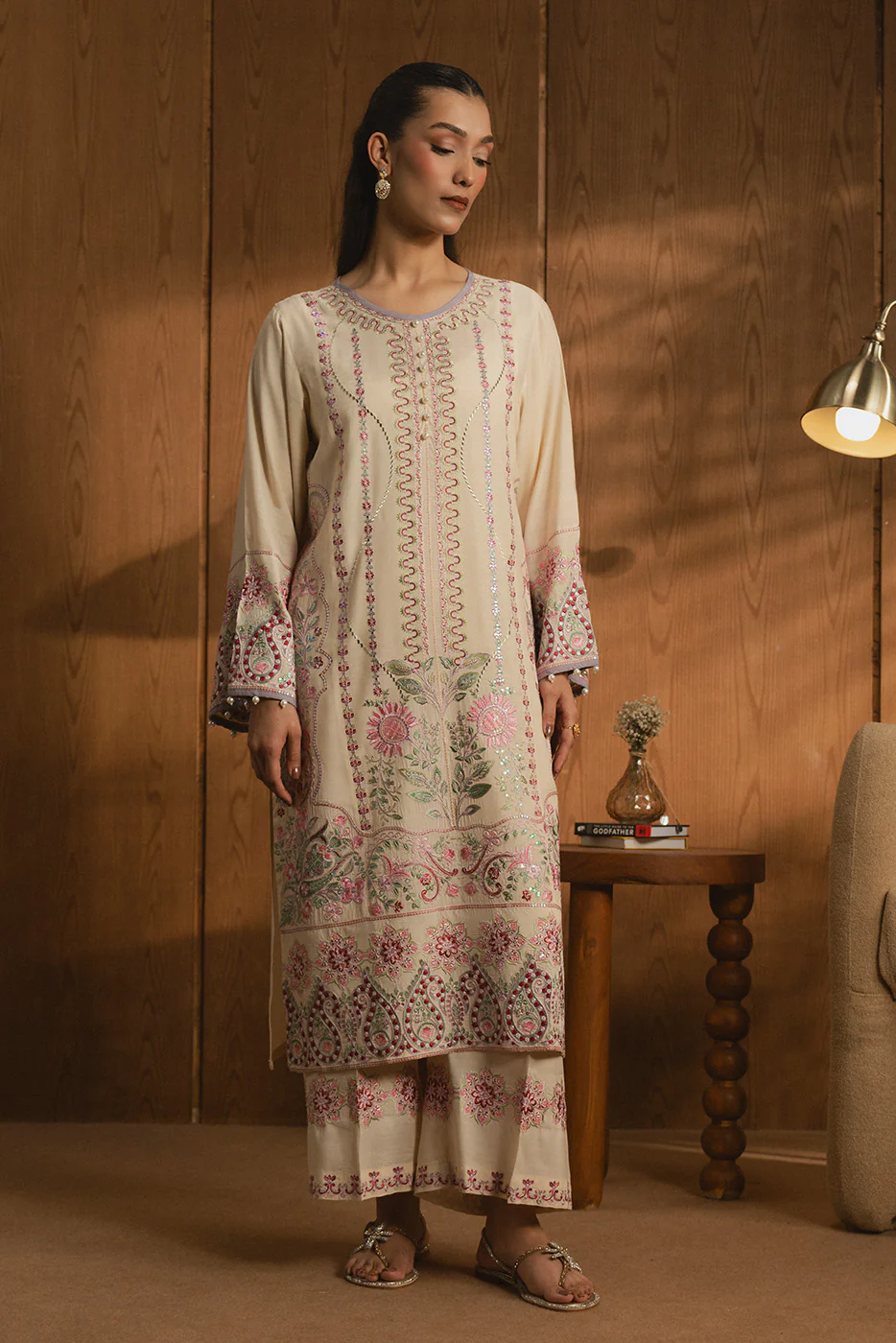 2 PIECE EMBROIDERED RAW SILK SUIT (LUXURY PRET) - Image 2