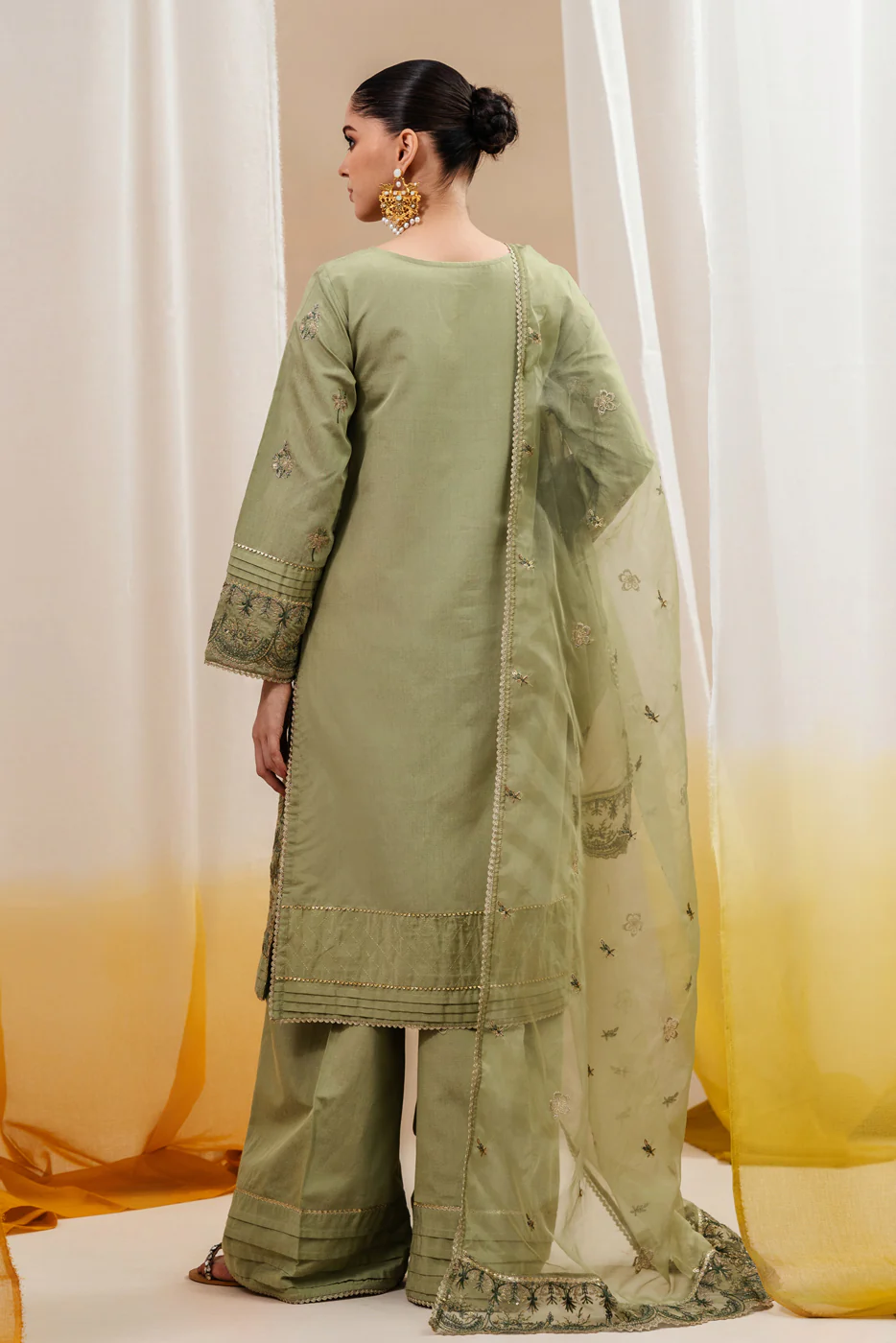 3 PIECE EMBROIDERED TWO TONE SUIT-ARTIC SAGE (UNSTITCHED) - Image 3