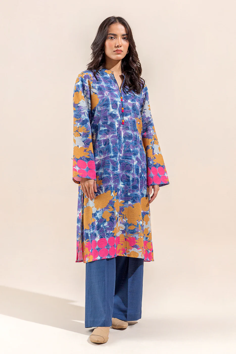 2 PIECE EMBROIDERED JACQUARD SUIT-CARNIVAL JOY (UNSTITCHED) - Image 2
