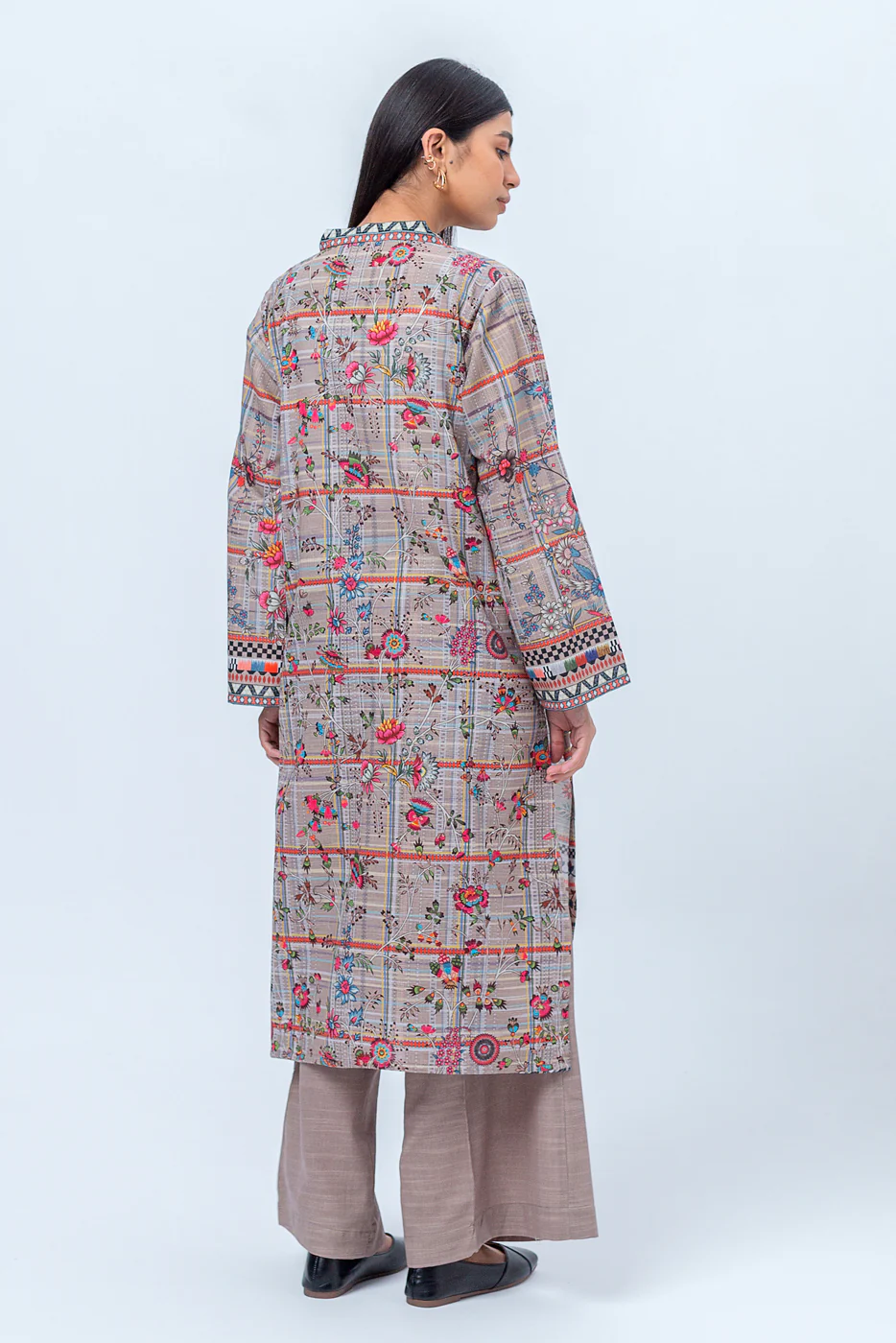 1 PIECE - PRINTED KHADDAR SHIRT - FEATHER GRAY (UNSTITCHED) - Image 2