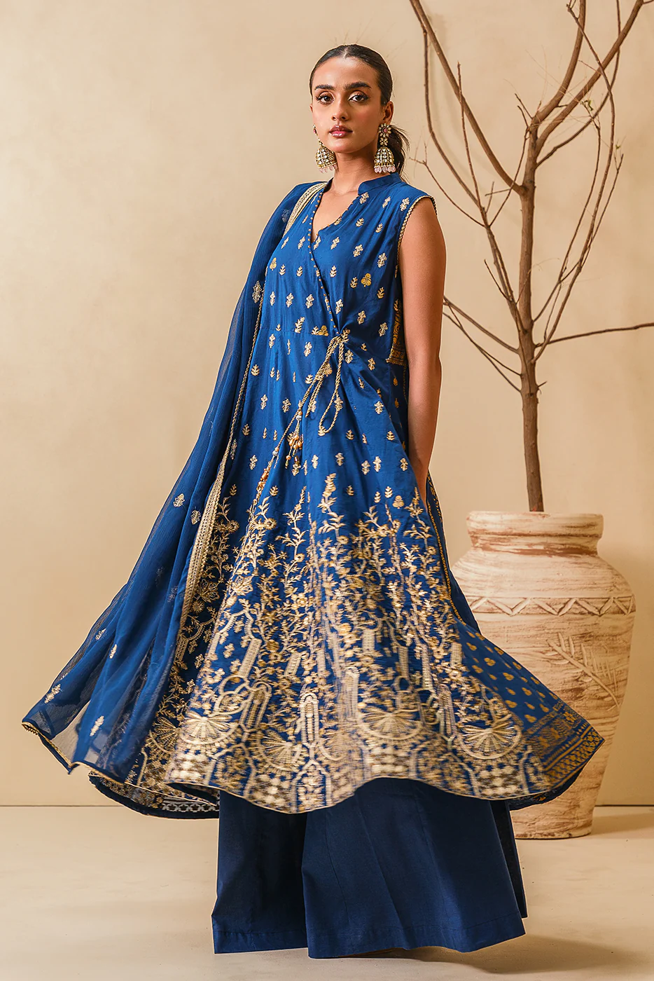 3 PIECE EMBROIDERED LAWN SUIT-MYSTIC BLUE (UNSTITCHED) - Image 2