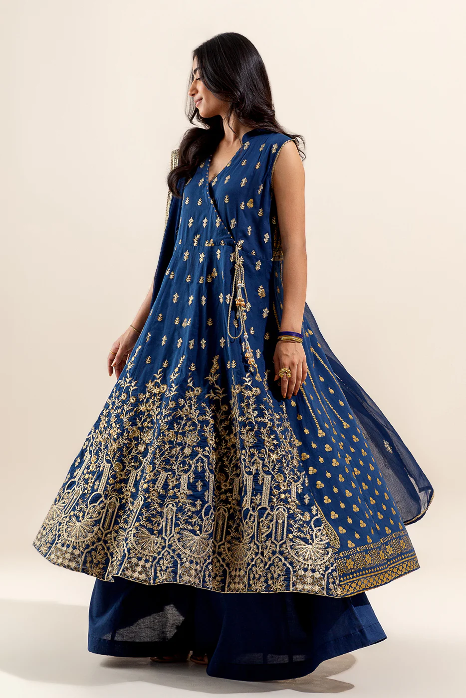 3 PIECE EMBROIDERED LAWN SUIT-MYSTIC BLUE (UNSTITCHED) - Image 3