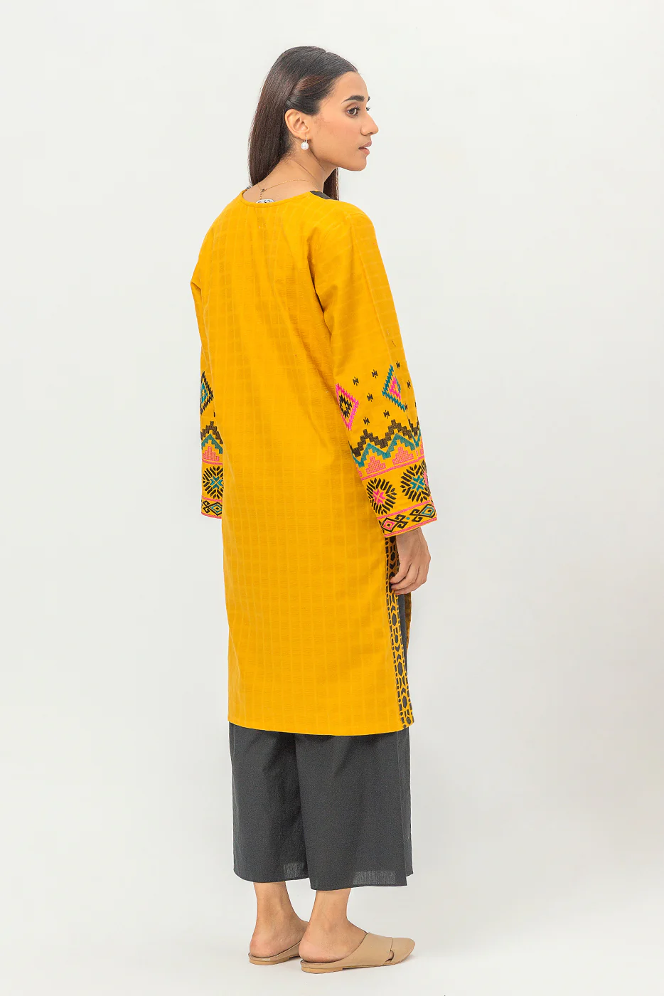 EMBROIDERED DOBBY SHIRT (PRET) - Image 3