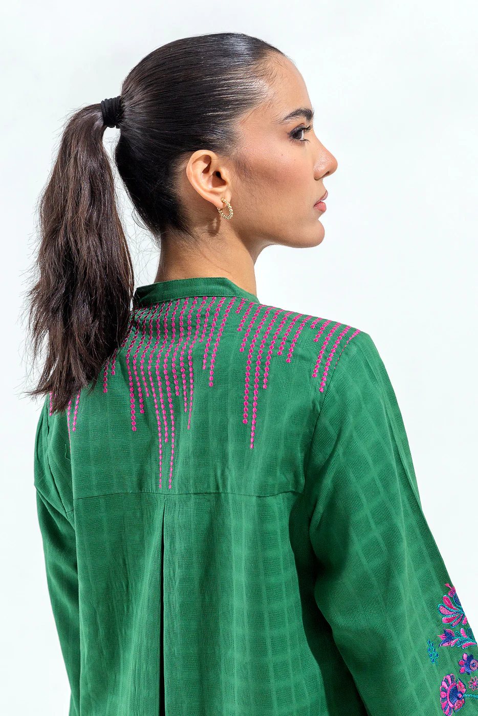 EMBROIDERED DOBBY SHIRT (PRET) - Image 4