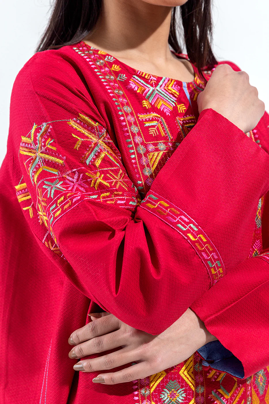 EMBROIDERED SELF JACQUARD SHIRT (PRET) - Image 2