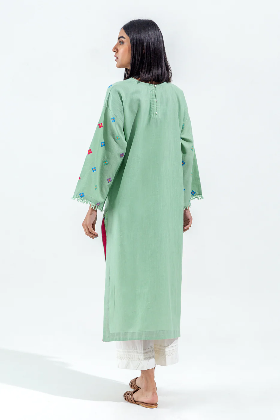 EMBROIDERED SLUB KHADDAR SHIRT (PRET) - Image 3