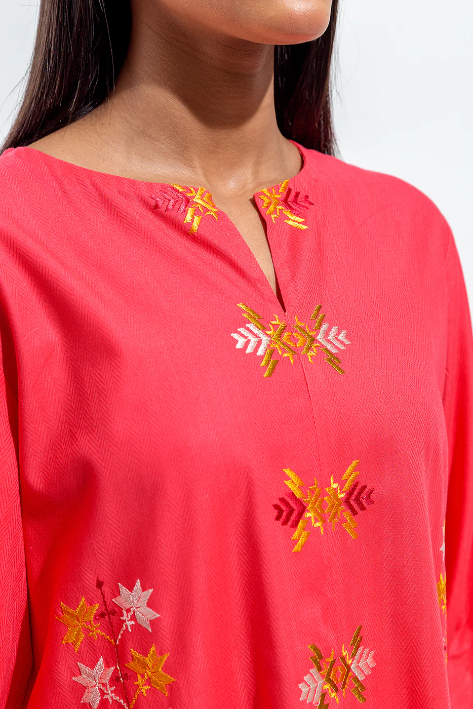 EMBROIDERED SELF JACQUARD SHIRT (PRET) - Image 3