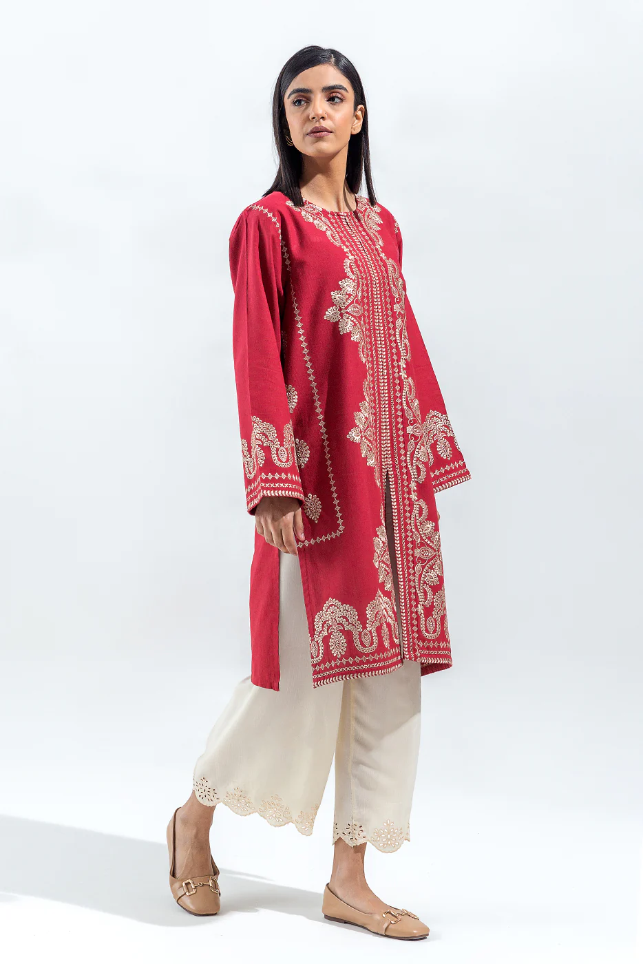 EMBROIDERED SLUB KHADDAR SHIRT(PRET) - Image 3
