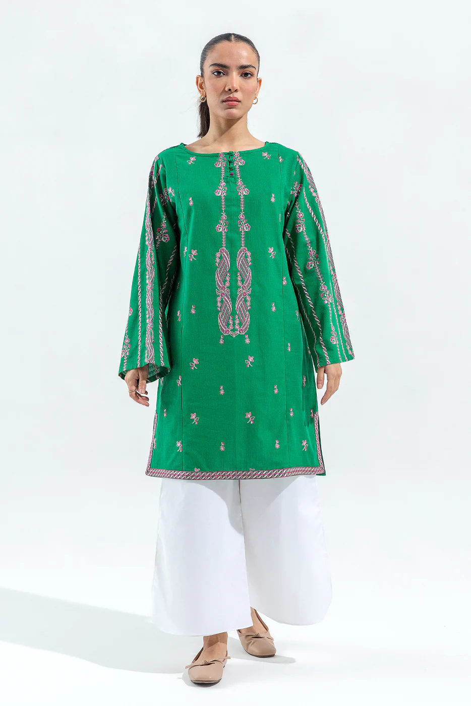 EMBROIDERED KHADDAR SHIRT (PRET) - Image 2