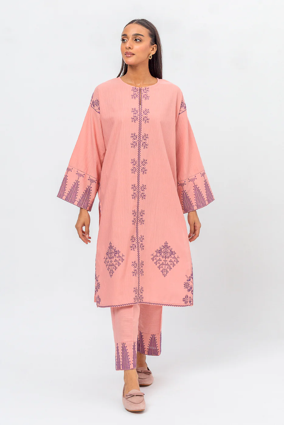 2 PIECE EMBROIDERED SLUB KHADDAR SUIT (PRET) - Image 2