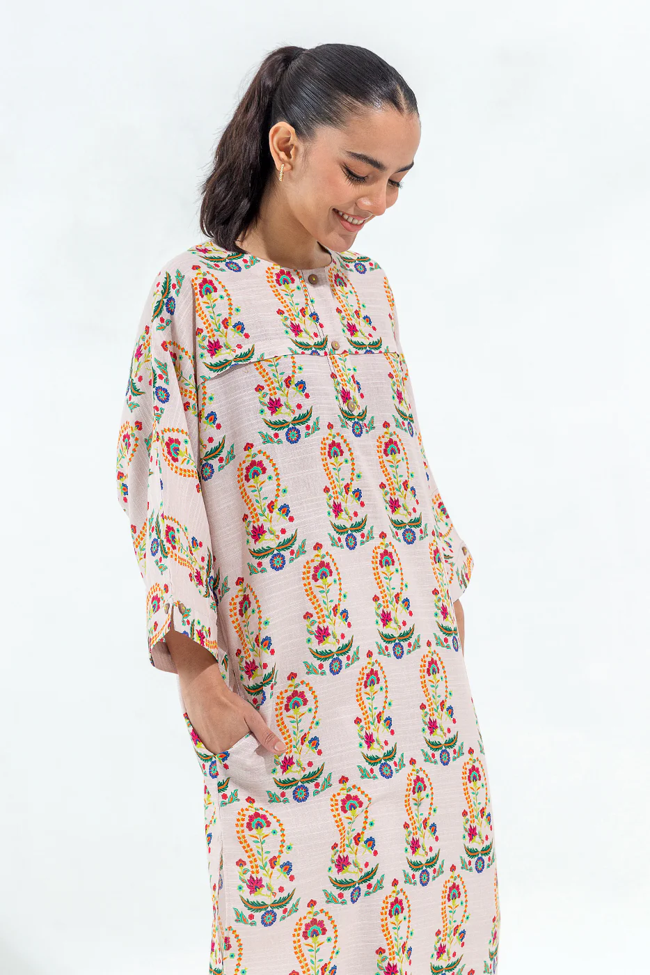 PRINTED SLUB KHADDAR SHIRT (PRET) - Image 2