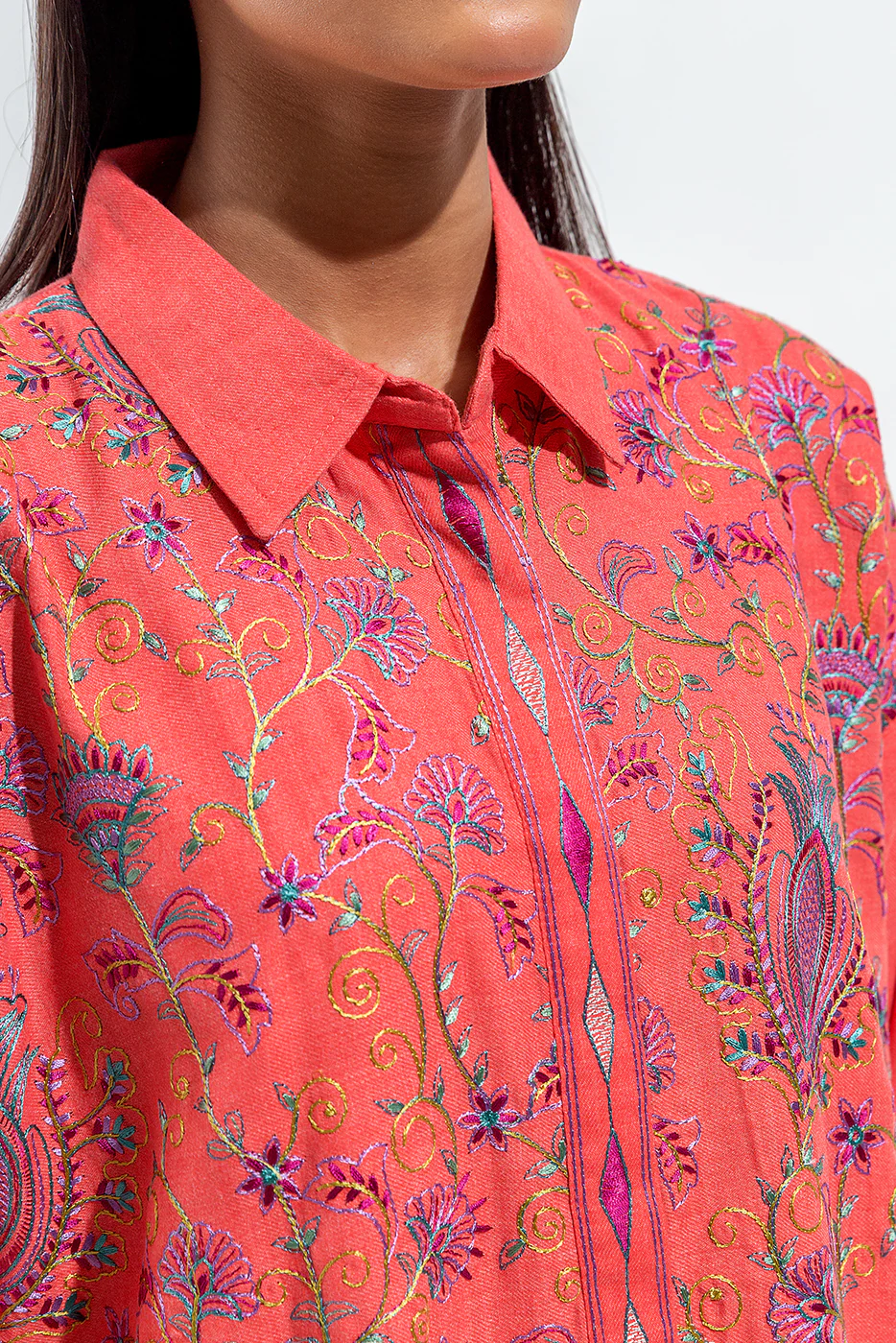 EMBROIDERED TWILL SHIRT (PRET) - Image 4