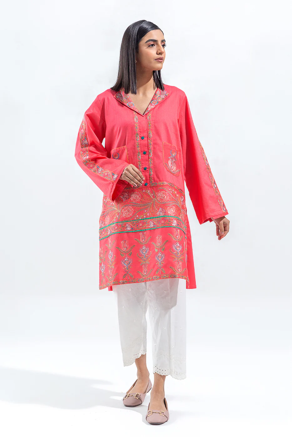 EMBROIDERED SELF JACQUARD SHIRT(PRET) - Image 4