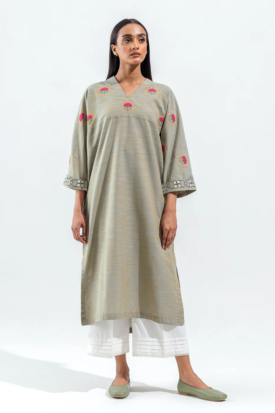 EMBROIDERED YARN DYED SHIRT (PRET) - Image 2
