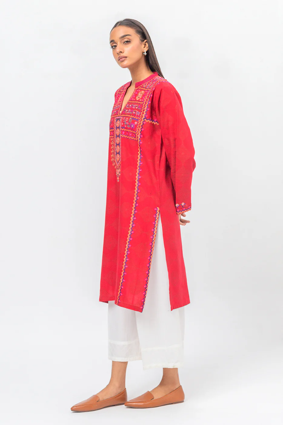 EMBROIDERED EXTRA JACQUARD SHIRT (PRET) - Image 3