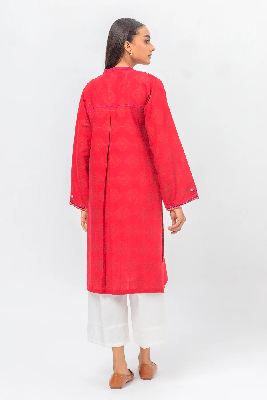 EMBROIDERED EXTRA JACQUARD SHIRT (PRET) - Image 4