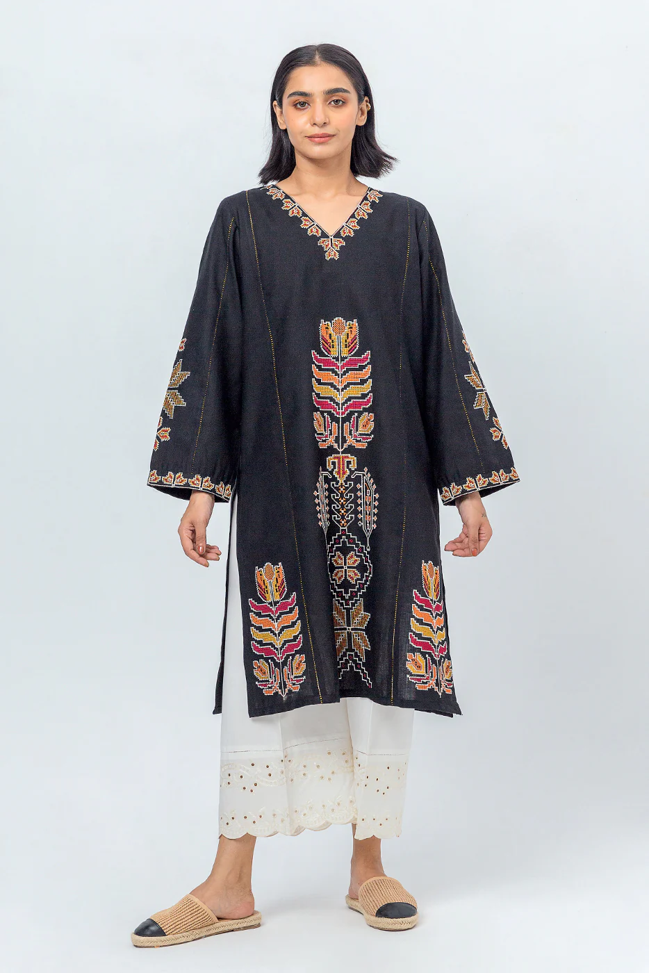 EMBROIDERED KHADDAR JACQUARD SHIRT (PRET) - Image 2