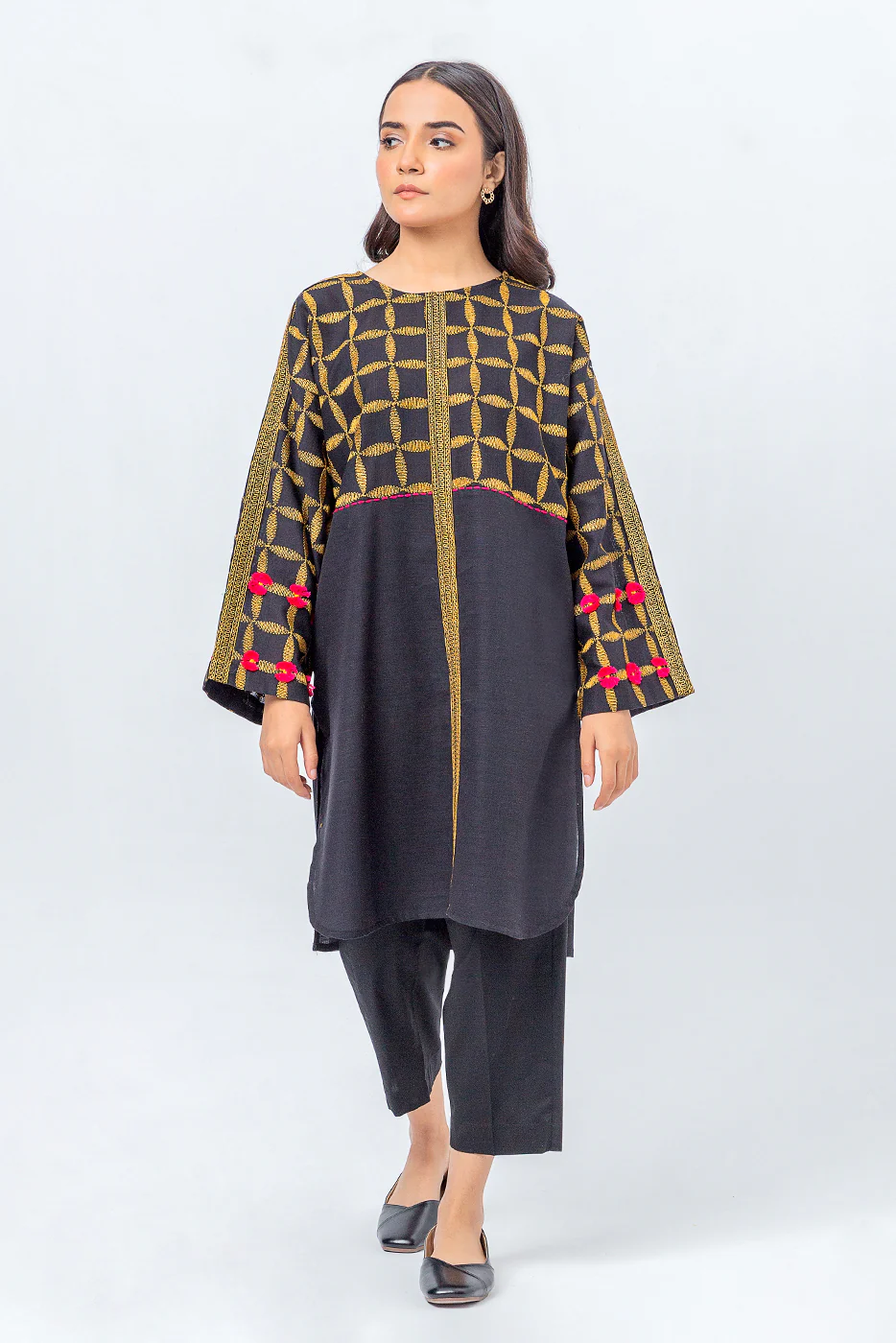 EMBROIDERED KHADDAR SHIRT (PRET) - Image 2