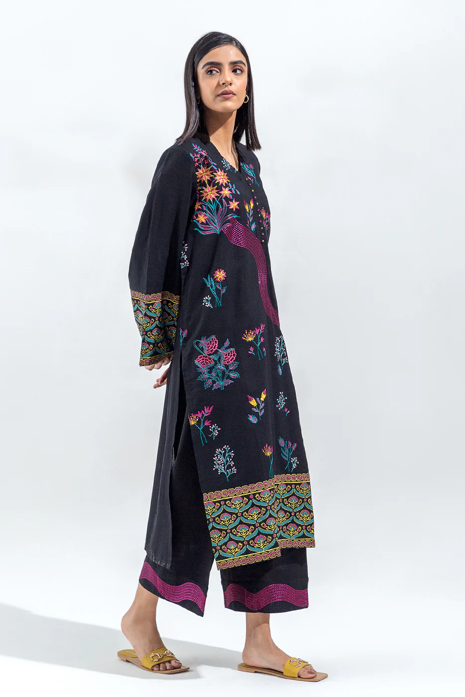 2 PIECE EMBROIDERED SLUB KHADDAR SHIRT(PRET) - Image 3