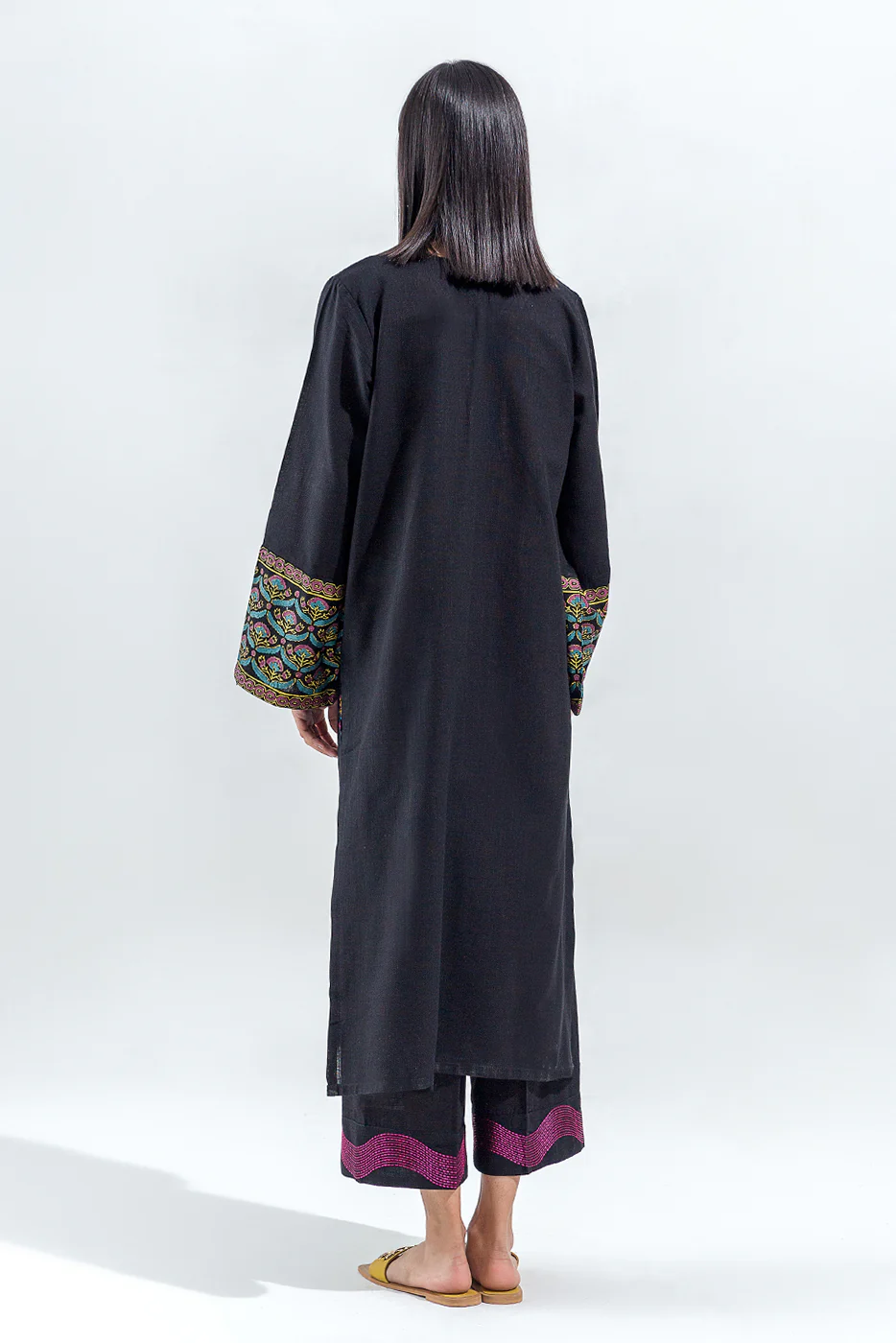 2 PIECE EMBROIDERED SLUB KHADDAR SHIRT(PRET) - Image 4