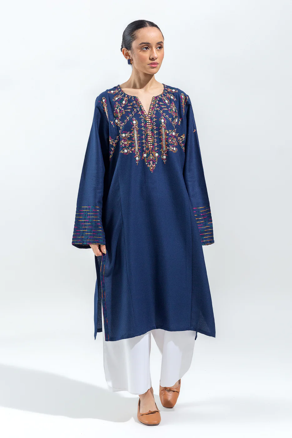 EMBROIDERED CHAMBREY SHIRT (PRET) - Image 2