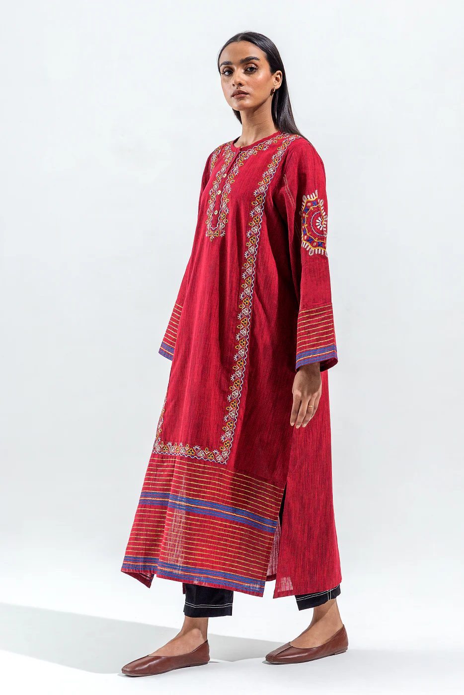 EMBROIDERED YARN DYED SHIRT (PRET) - Image 3