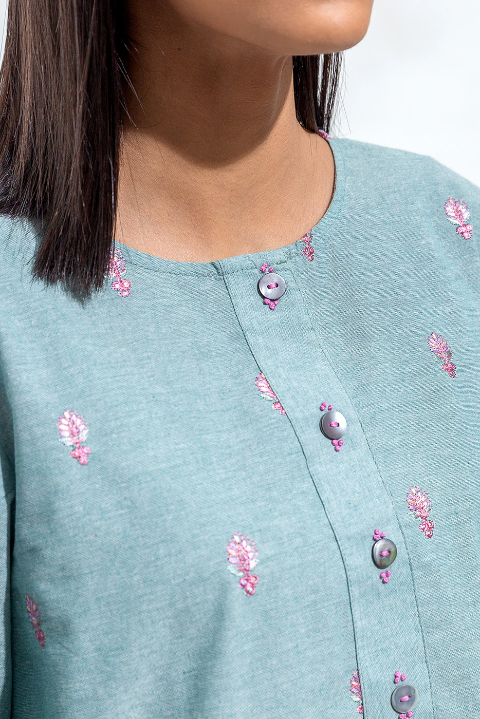 2 PIECE EMBROIDERED YARN DYED SUIT(PRET) - Image 3