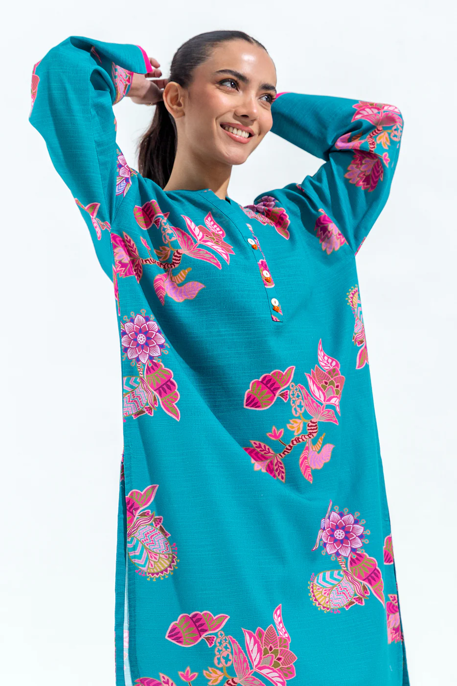 PRINTED SLUB KHADDAR SHIRT (PRET) - Image 2
