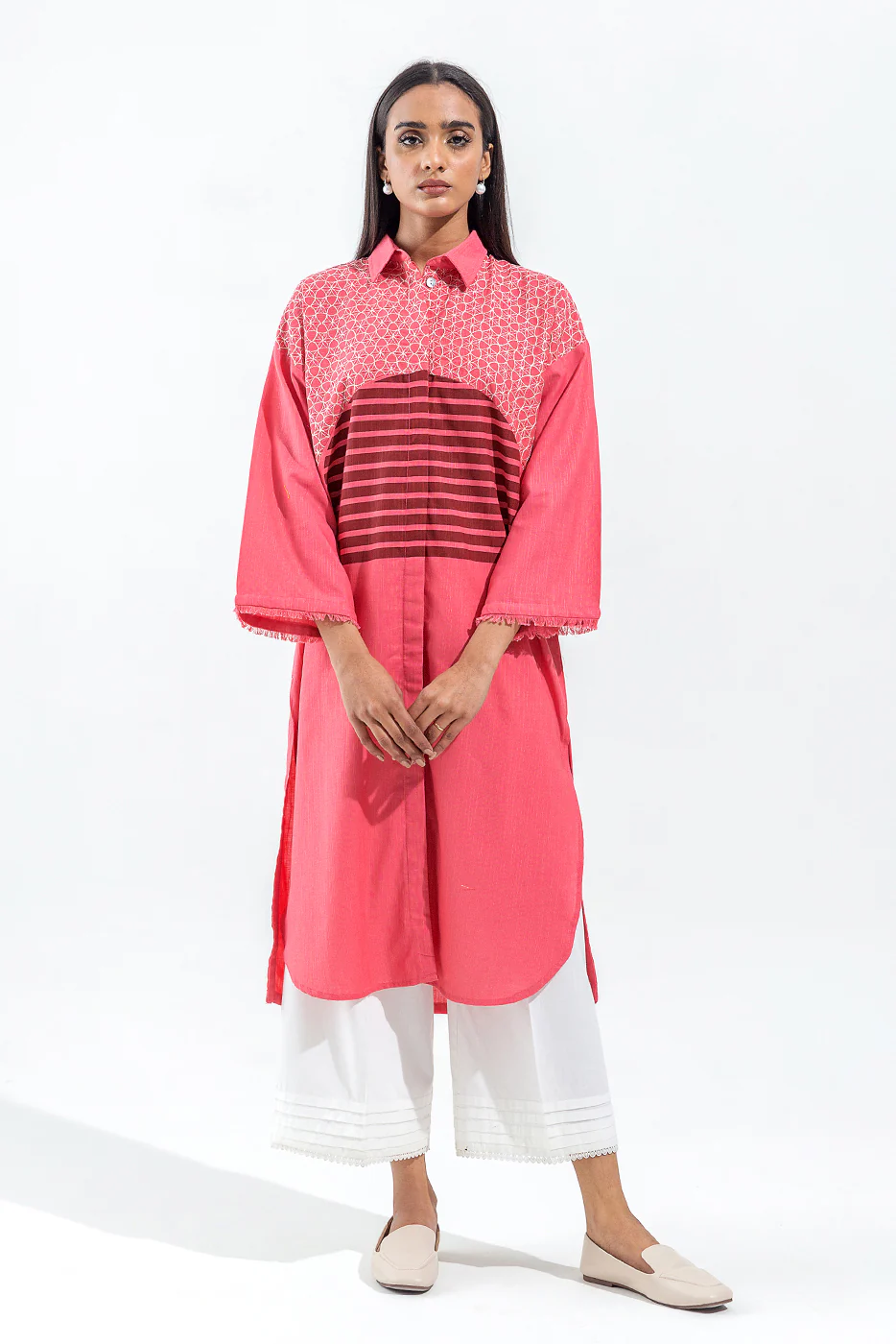 EMBROIDERED SLUB KHADDAR SHIRT (PRET) - Image 2