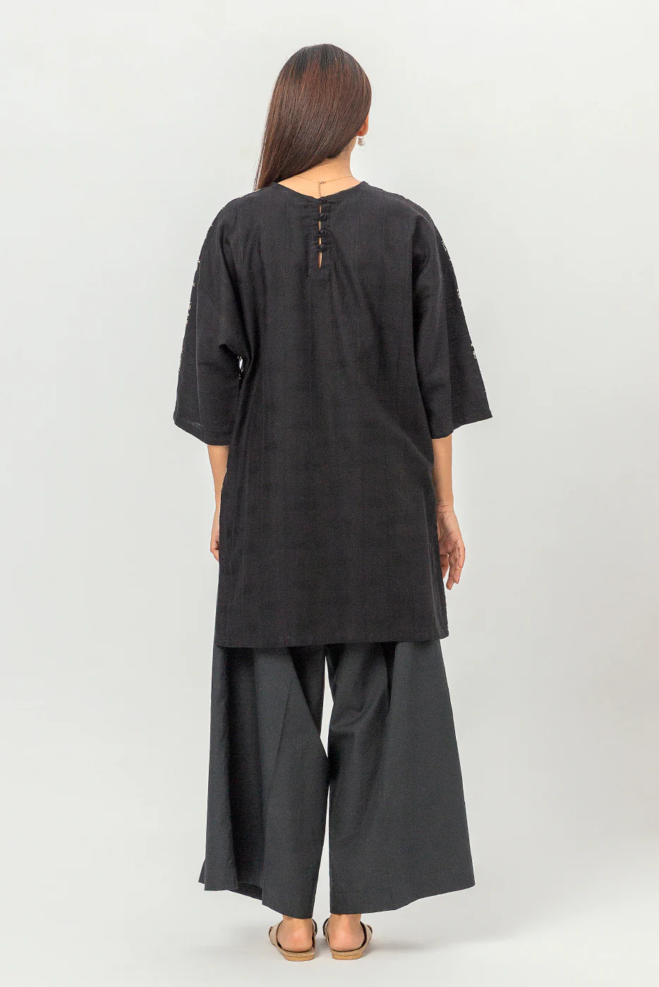 EMBROIDERED KHADDAR JACQUARD SHIRT (PRET) - Image 3