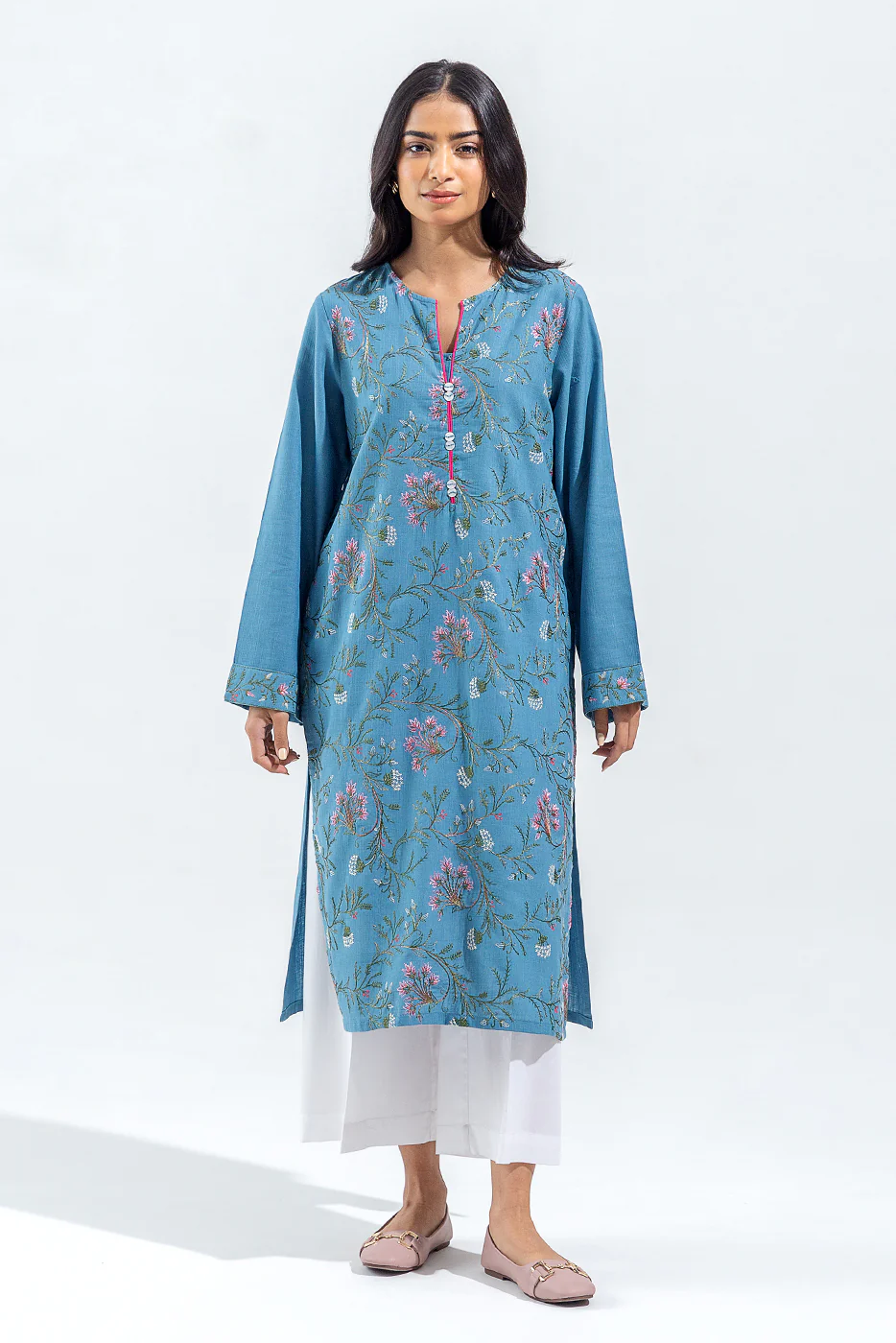 EMBROIDERED KHADDAR SHIRT (PRET) - Image 2