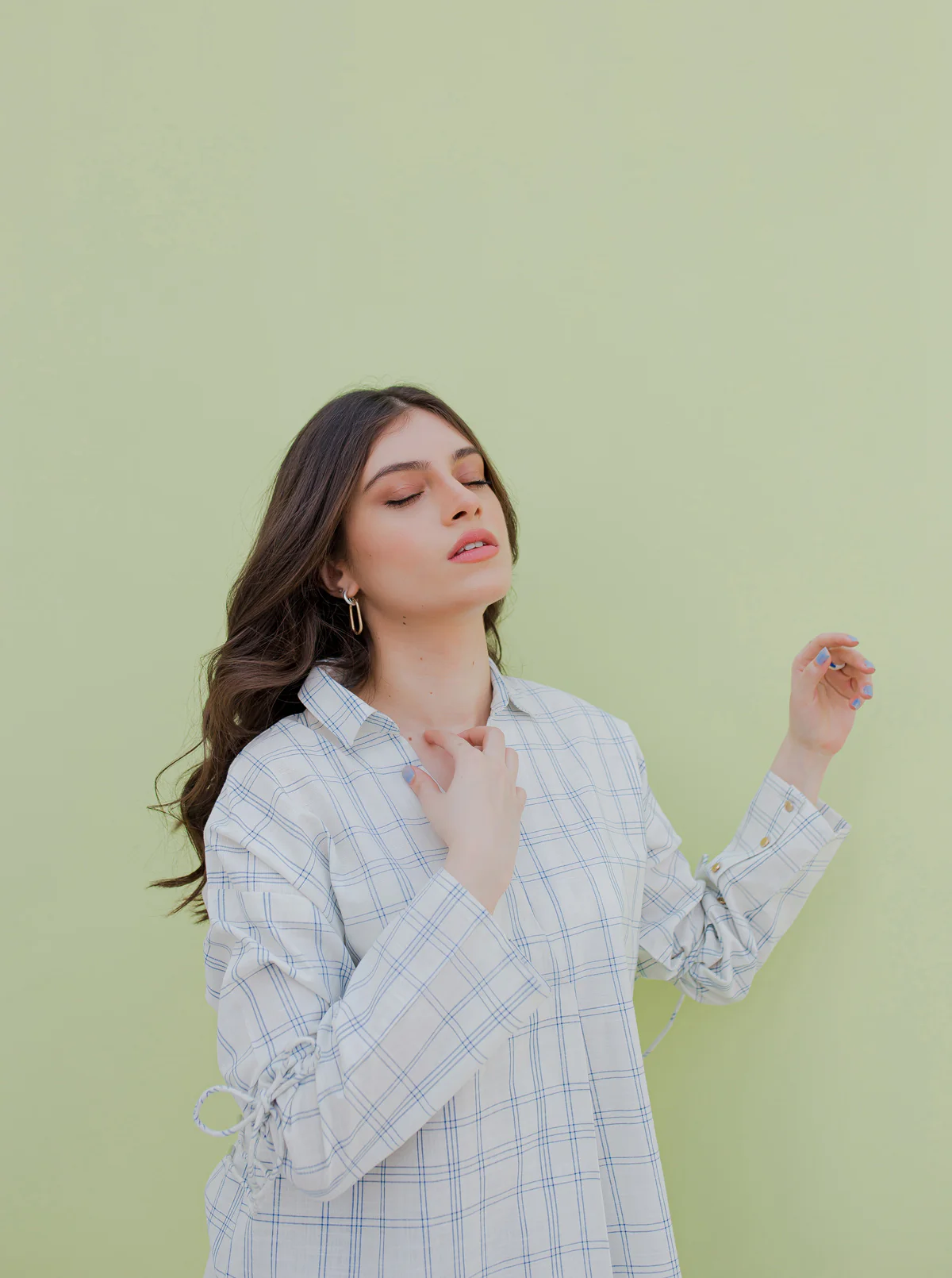 WHITE CHECK METALLIC CORD SHIRT - Image 4