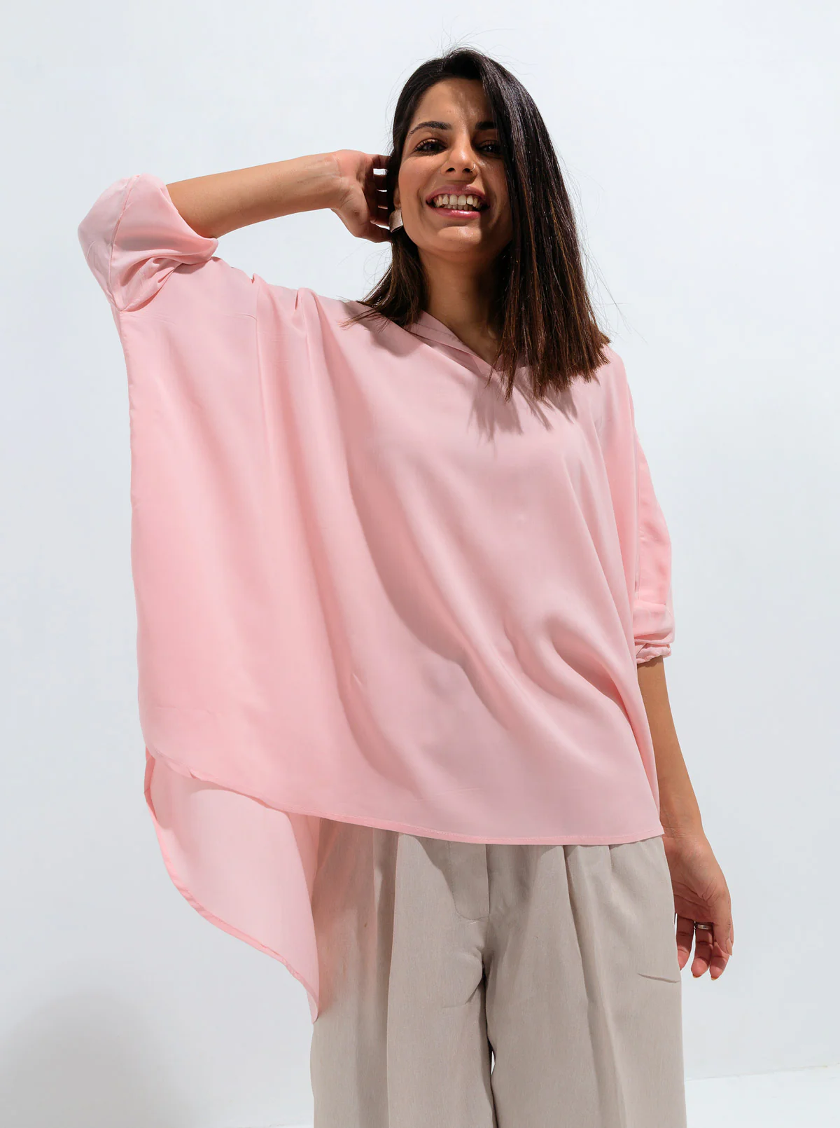 POWDER PINK BOXY COLLAR TOP - Image 3