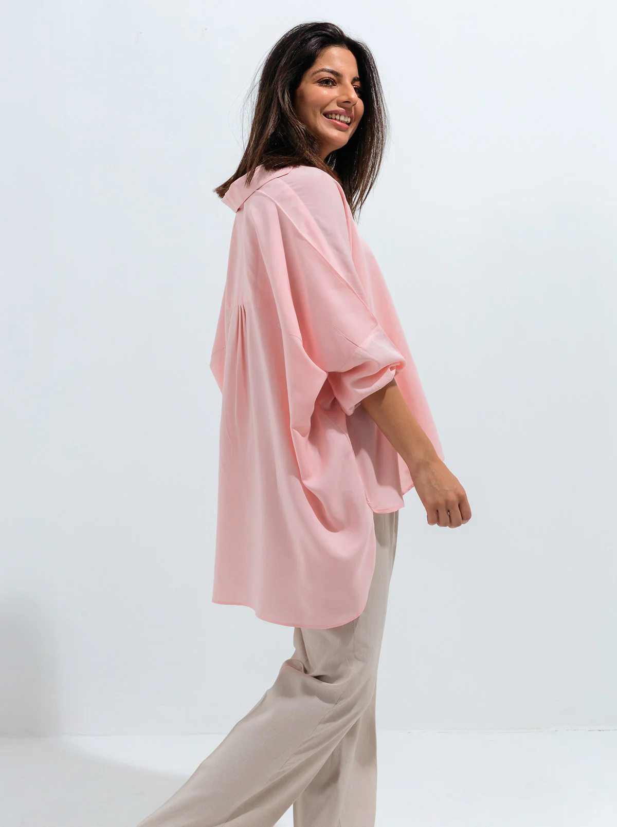 POWDER PINK BOXY COLLAR TOP - Image 4